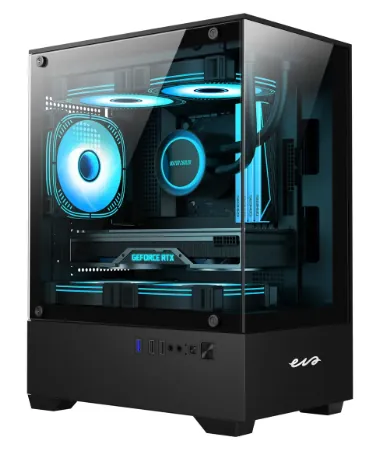 GABINETE GAMER EVA COSMIC TIPO PECERA BLACK 3 VENTILADORES ARGB MICRO ATX NEGRO — GABINETE DE COMPUTADOR en Pasto, Nariño